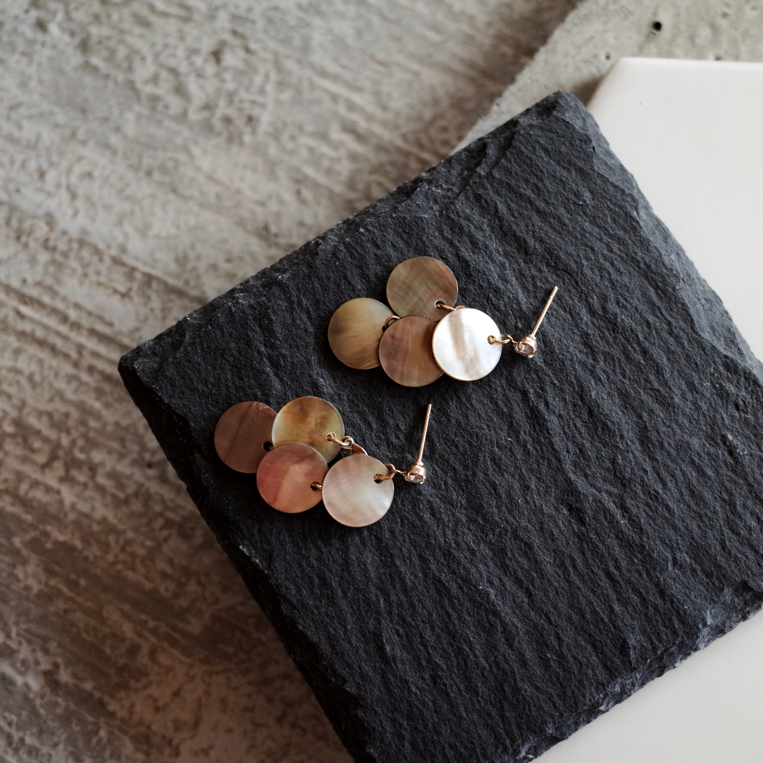 Golden Mother-of-pearl Classic Handmade Earrings V