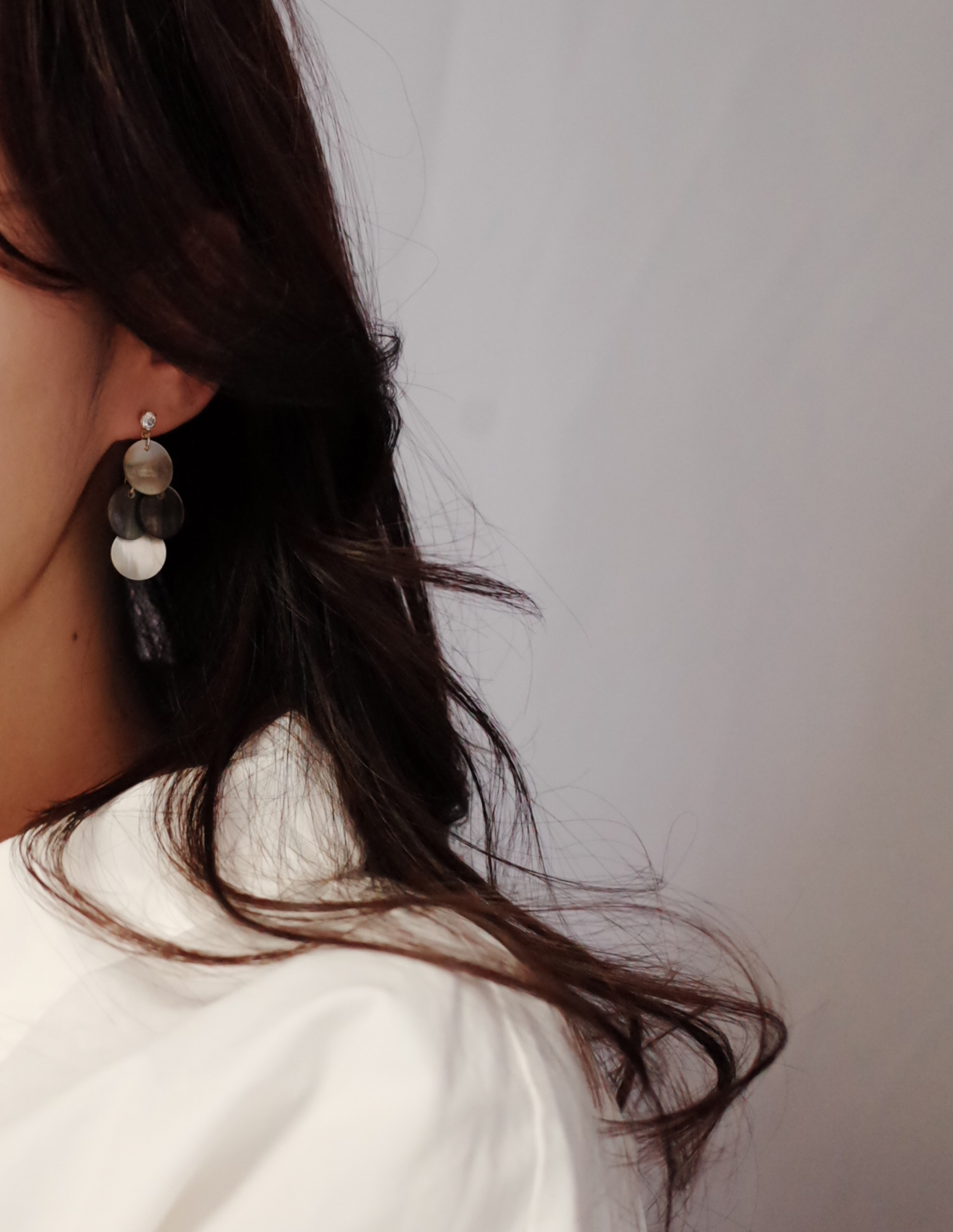 Golden Mother-of-pearl Classic Handmade Earrings V