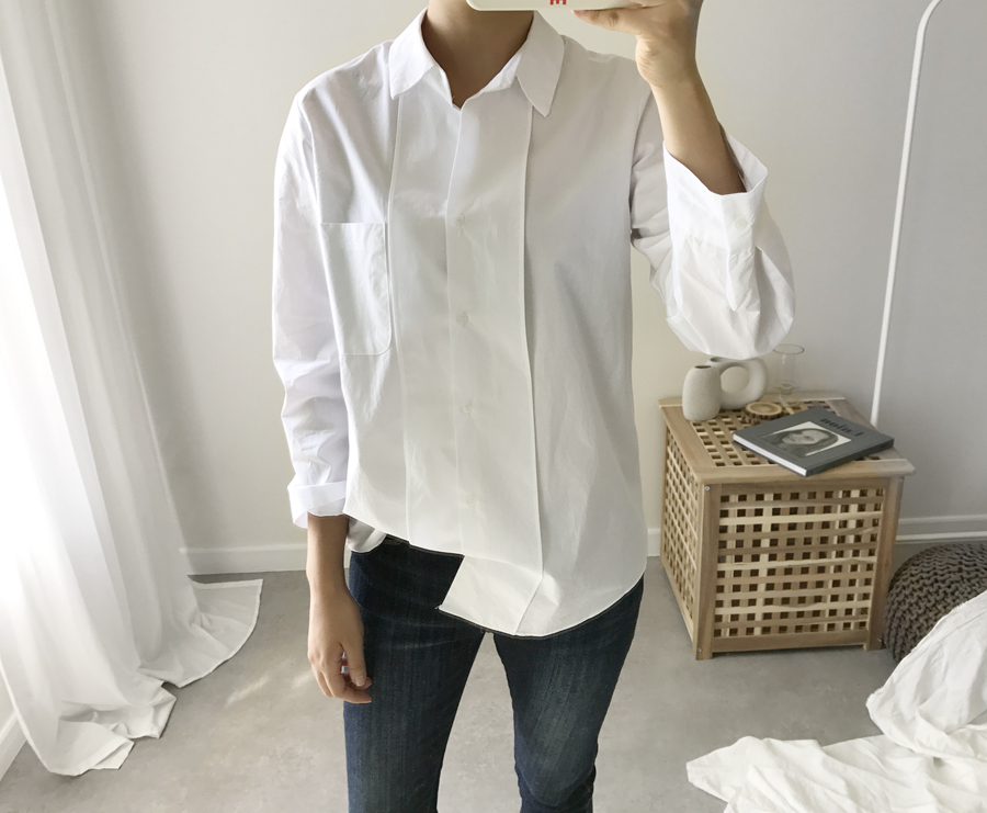 Daily plain shirt Women Autumn basic cotton Cotton