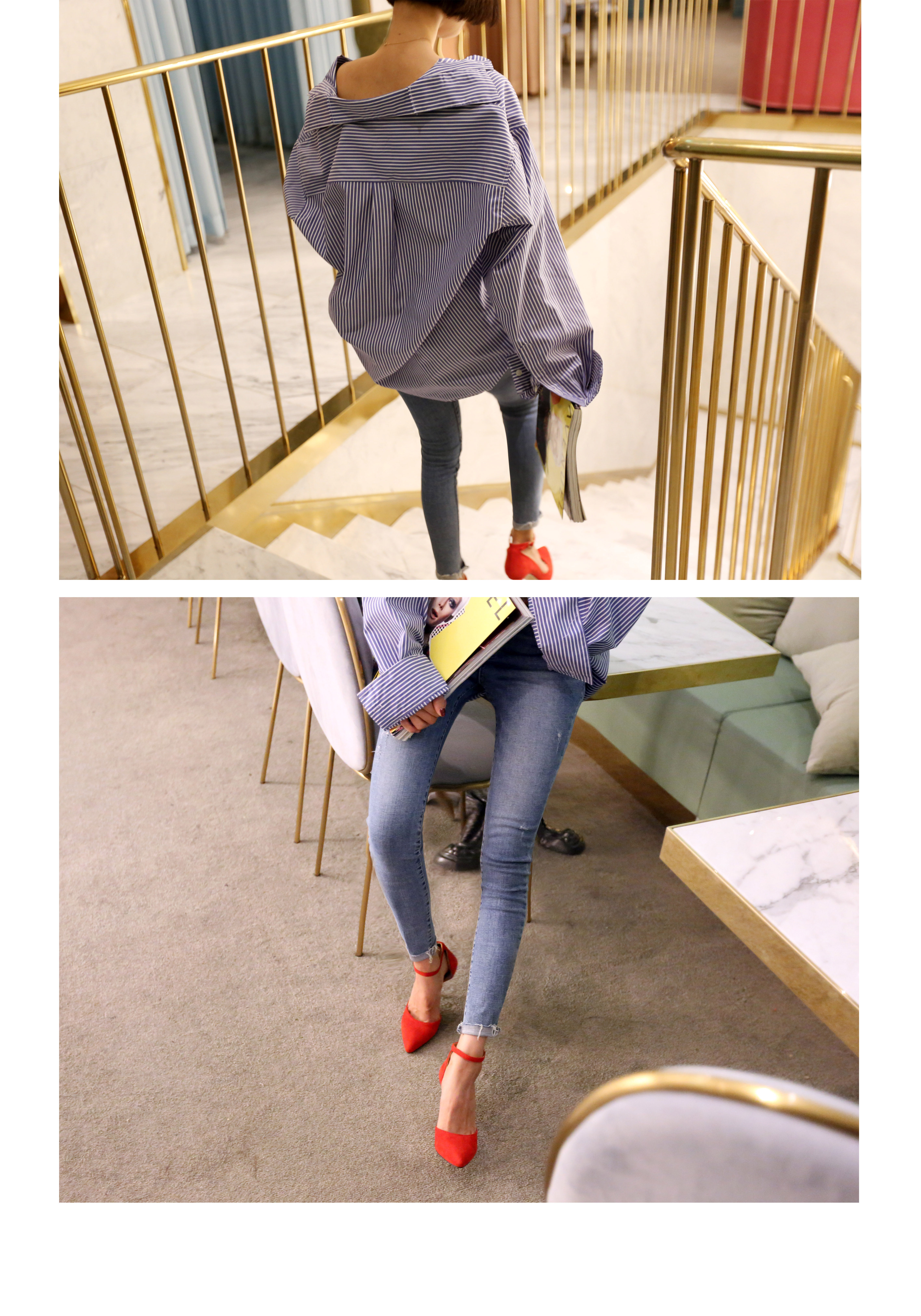 Heap Nine Oh Buffett Striped Shirt Girlfriend Whit