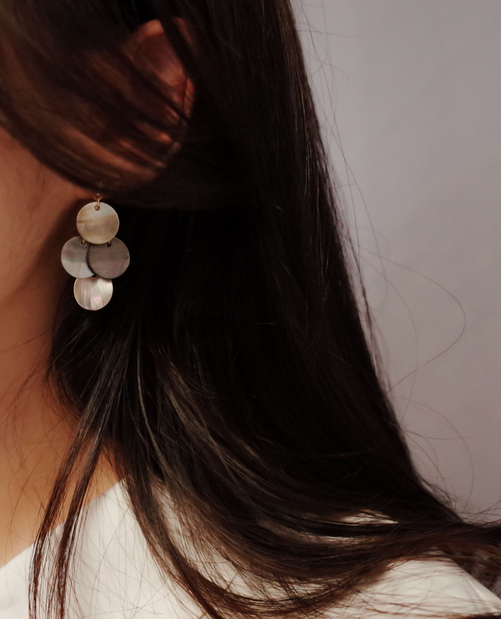 Golden Mother-of-pearl Classic Handmade Earrings V