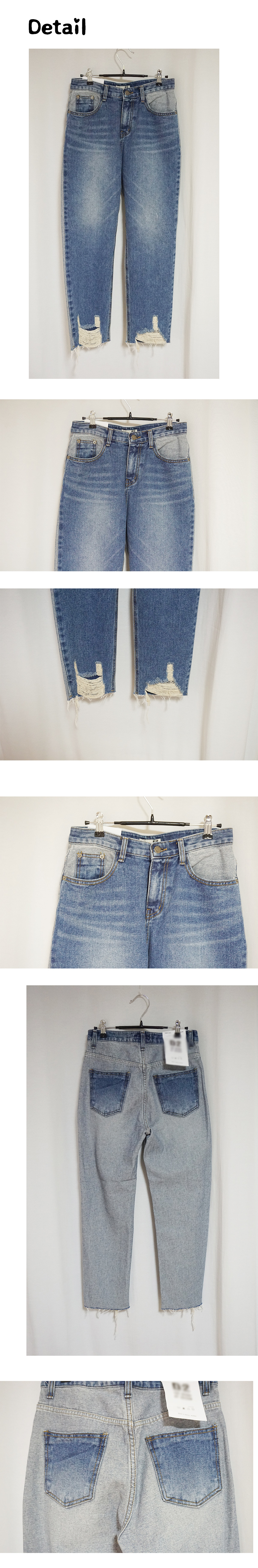 Women Jeans Pants Cutting denim pants two-tone jea