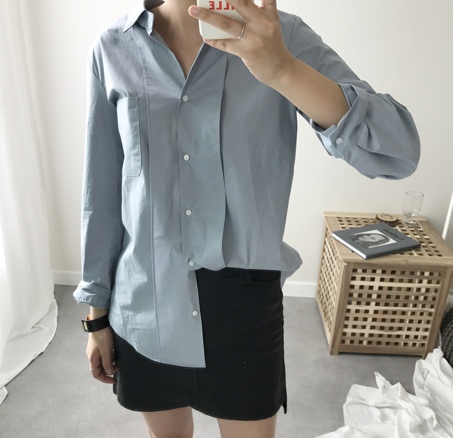 Daily plain shirt Women Autumn basic cotton Cotton