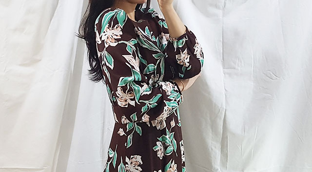 New Women Dress High Quality Autumn Flower Long Go