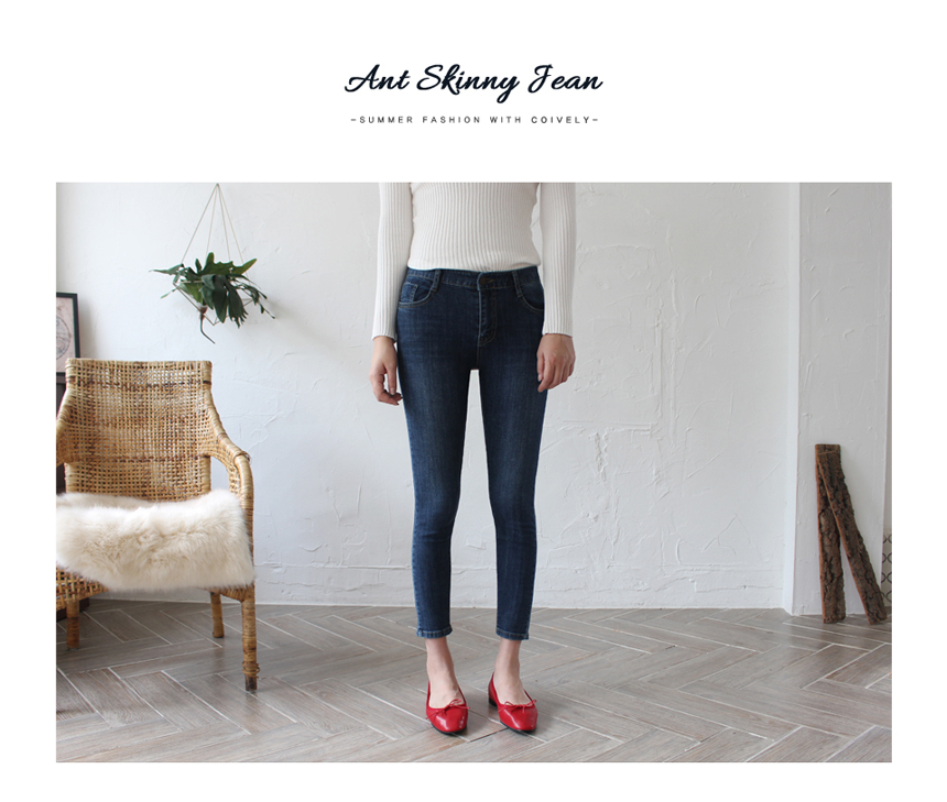 Women Jeans Pants Slim Span Basic Basic Jin Ji Ski