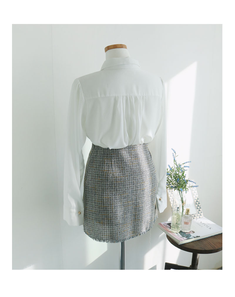 Tweed Skirt Black, Gray Classic Mini Daily Slim Co