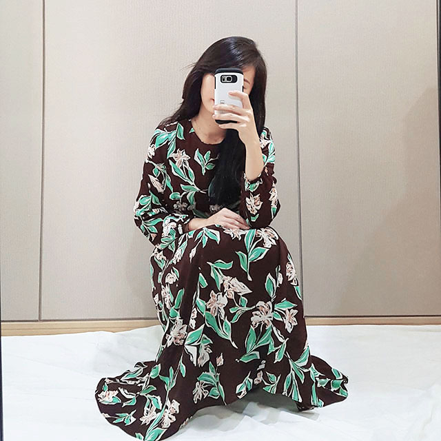 New Women Dress High Quality Autumn Flower Long Go