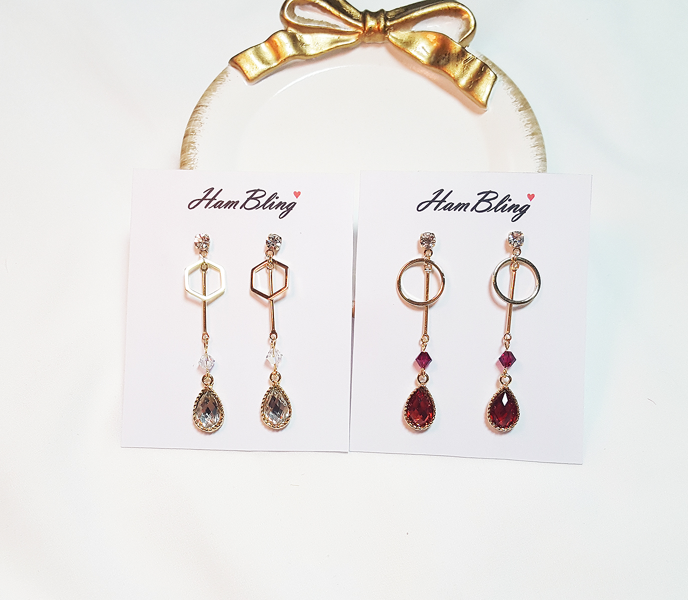 Ring Drop Crystal Earring Handsome Handmade White 