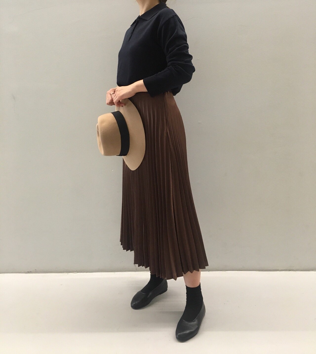 Chinchin wrinkled long skirts Autumn gathering nou