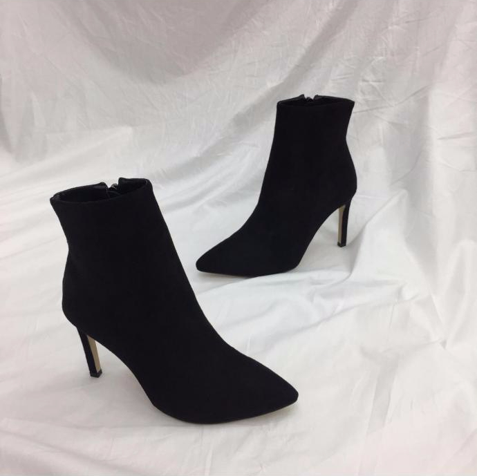 Angle Boots Hill 2TYPE Heel 9.5cm Suede Leather Tr