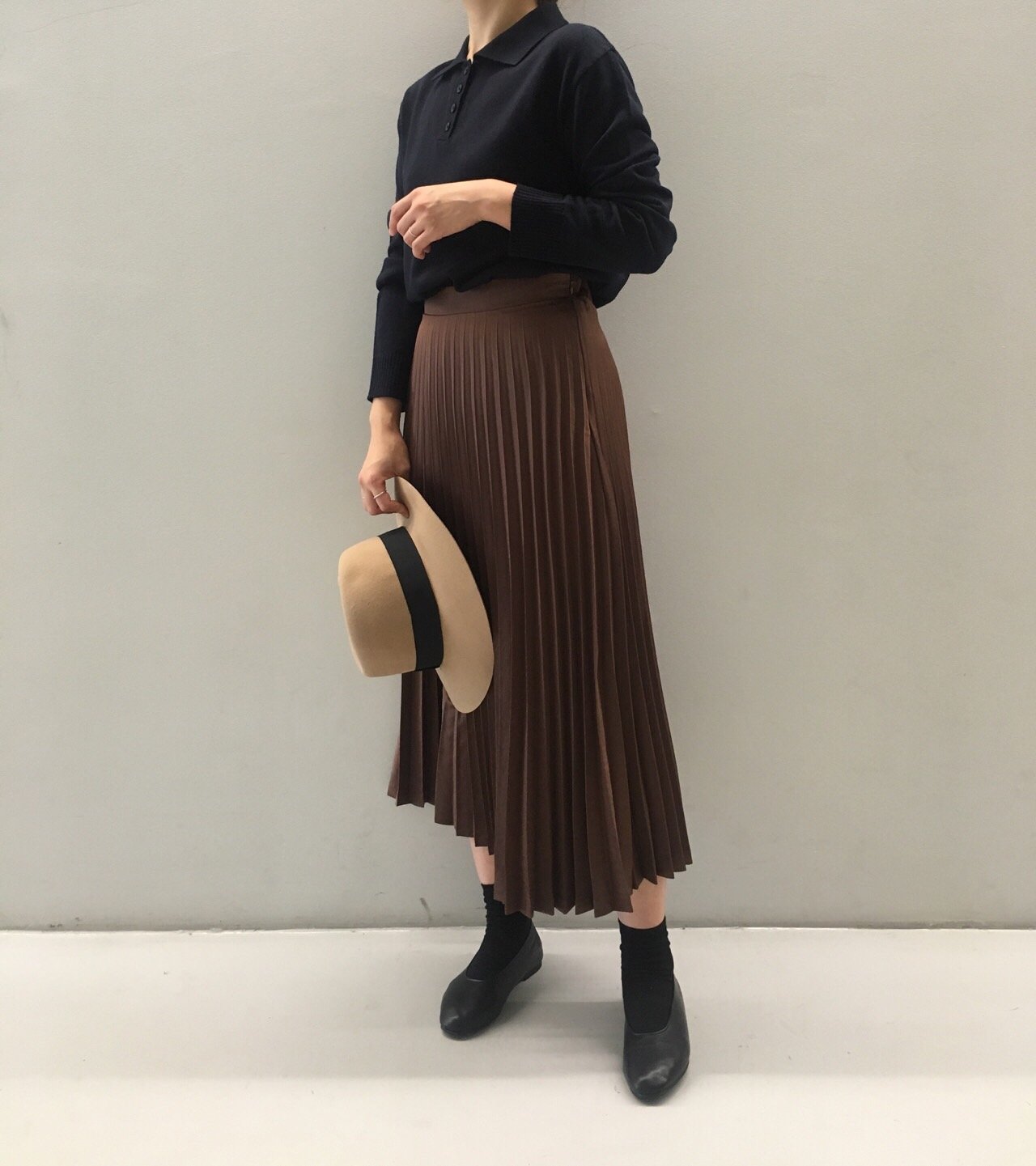 Chinchin wrinkled long skirts Autumn gathering nou