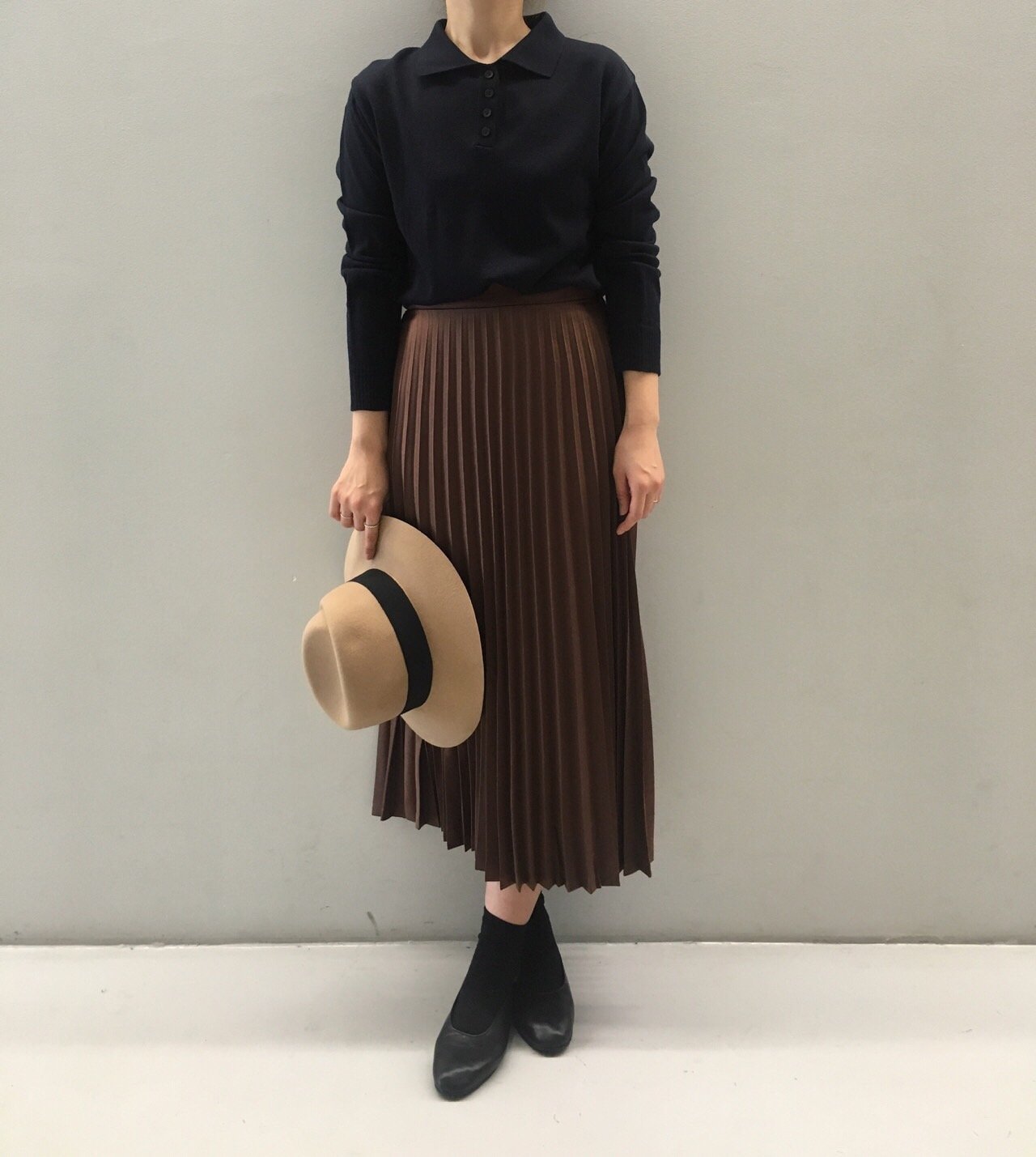 Chinchin wrinkled long skirts Autumn gathering nou