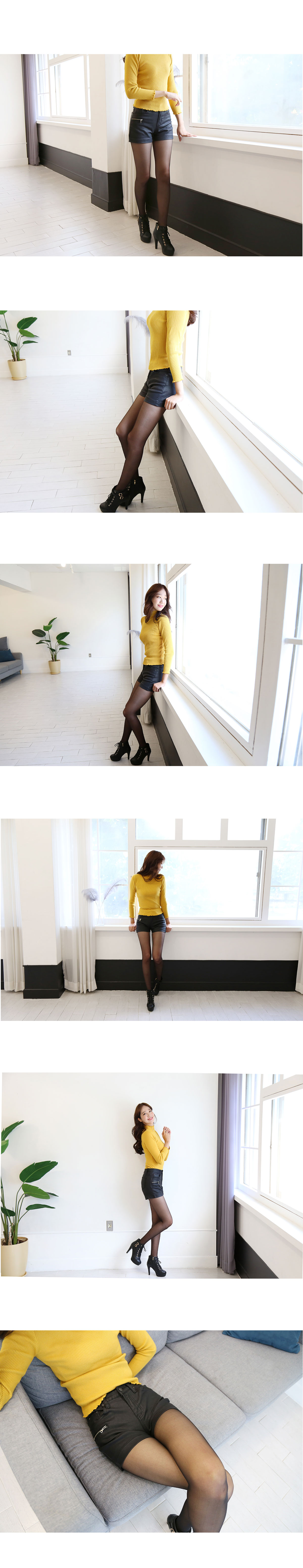 Women Short Pants Zipper Leather Shorts Leathers B