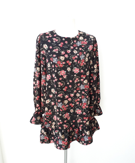 New Women Dress Flower Ruffle Dress 2 Color Mini P