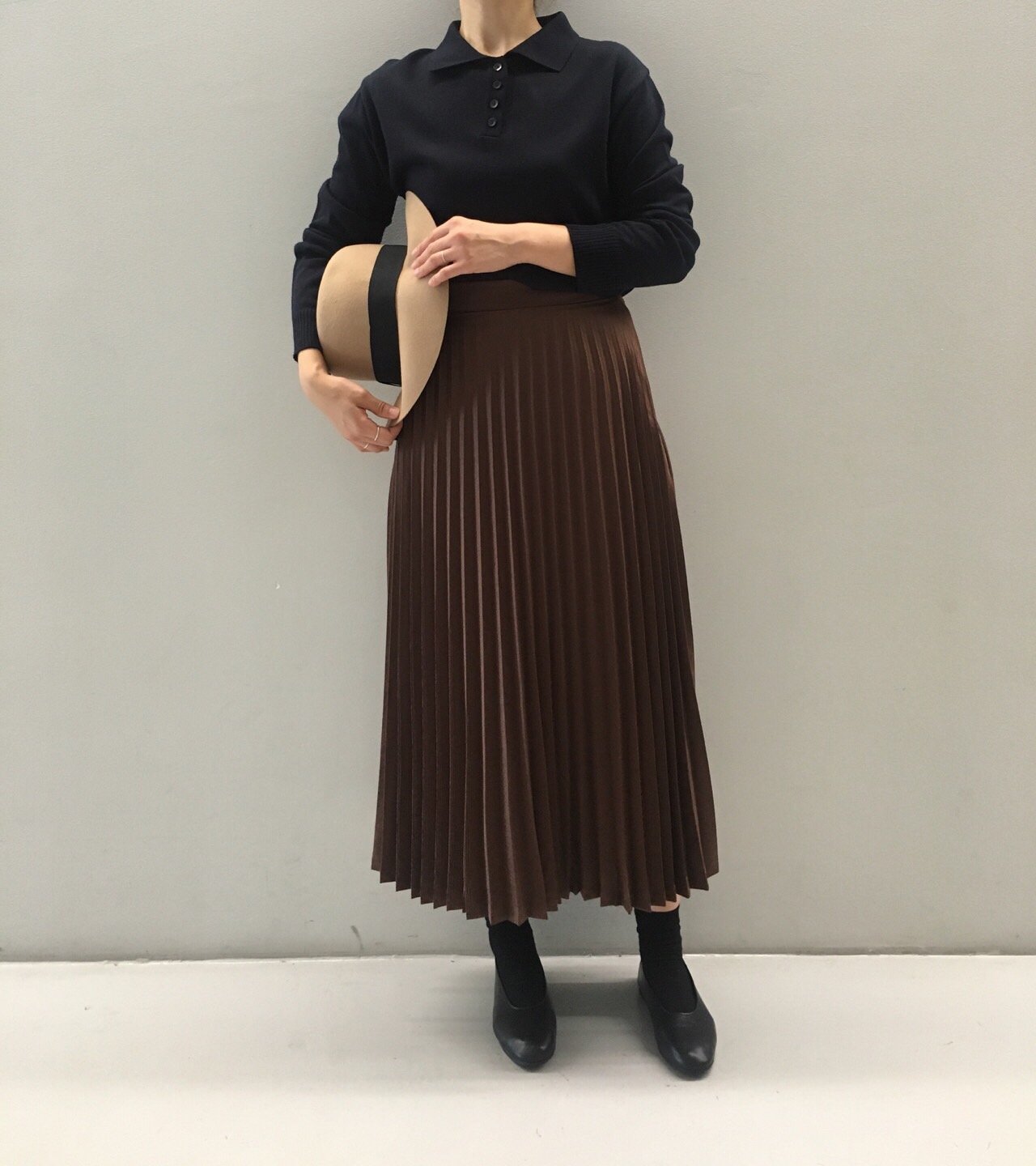 Chinchin wrinkled long skirts Autumn gathering nou