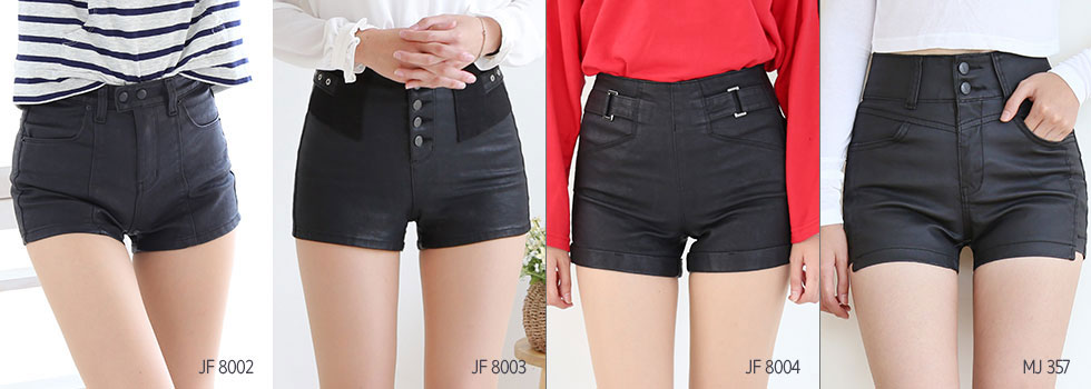 Women Short Pants Corset Coated Shorts Leather Hig