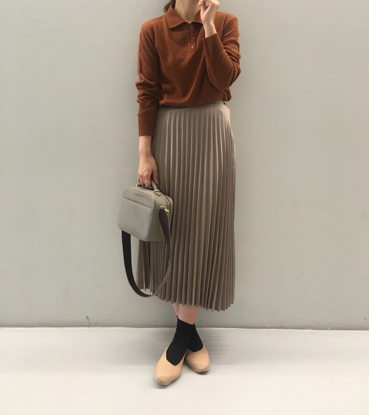 Chinchin wrinkled long skirts Autumn gathering nou
