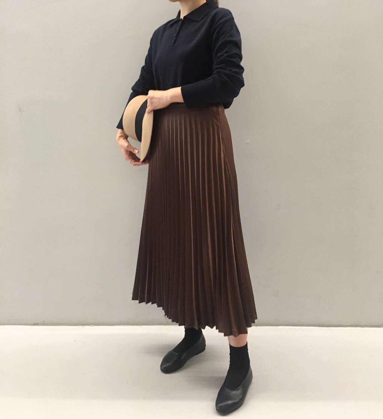 Chinchin wrinkled long skirts Autumn gathering nou