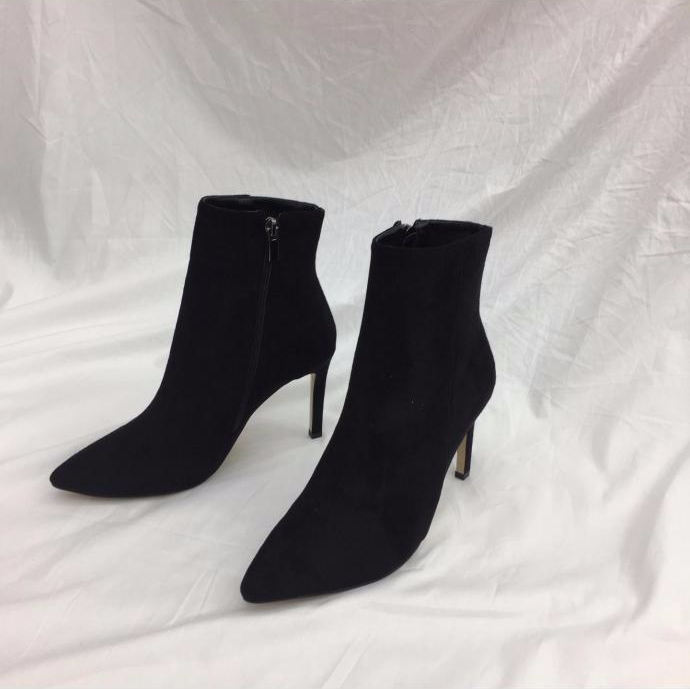 Angle Boots Hill 2TYPE Heel 9.5cm Suede Leather Tr