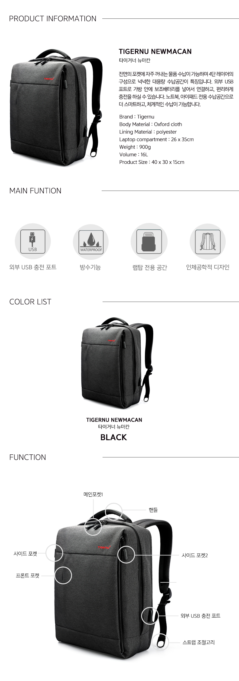 NEW BACKPACK Tiger's Backpack College Student W