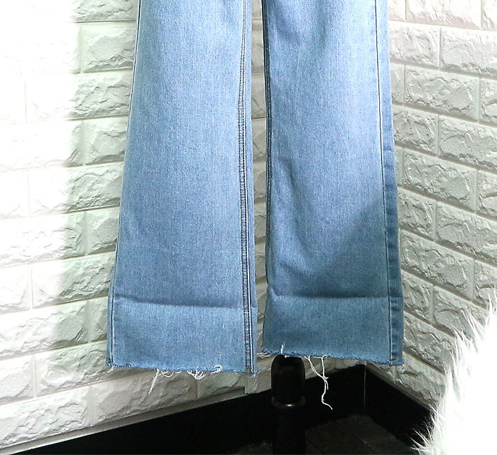 Women Jeans Pants High Waist Long Wide Denim Roll-