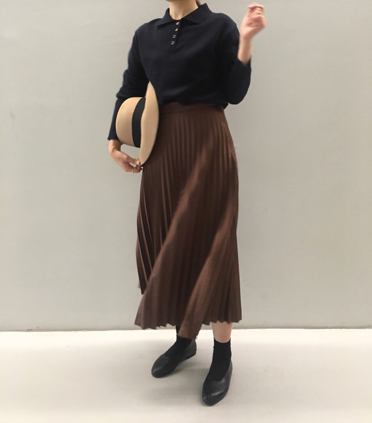 Chinchin wrinkled long skirts Autumn gathering nou