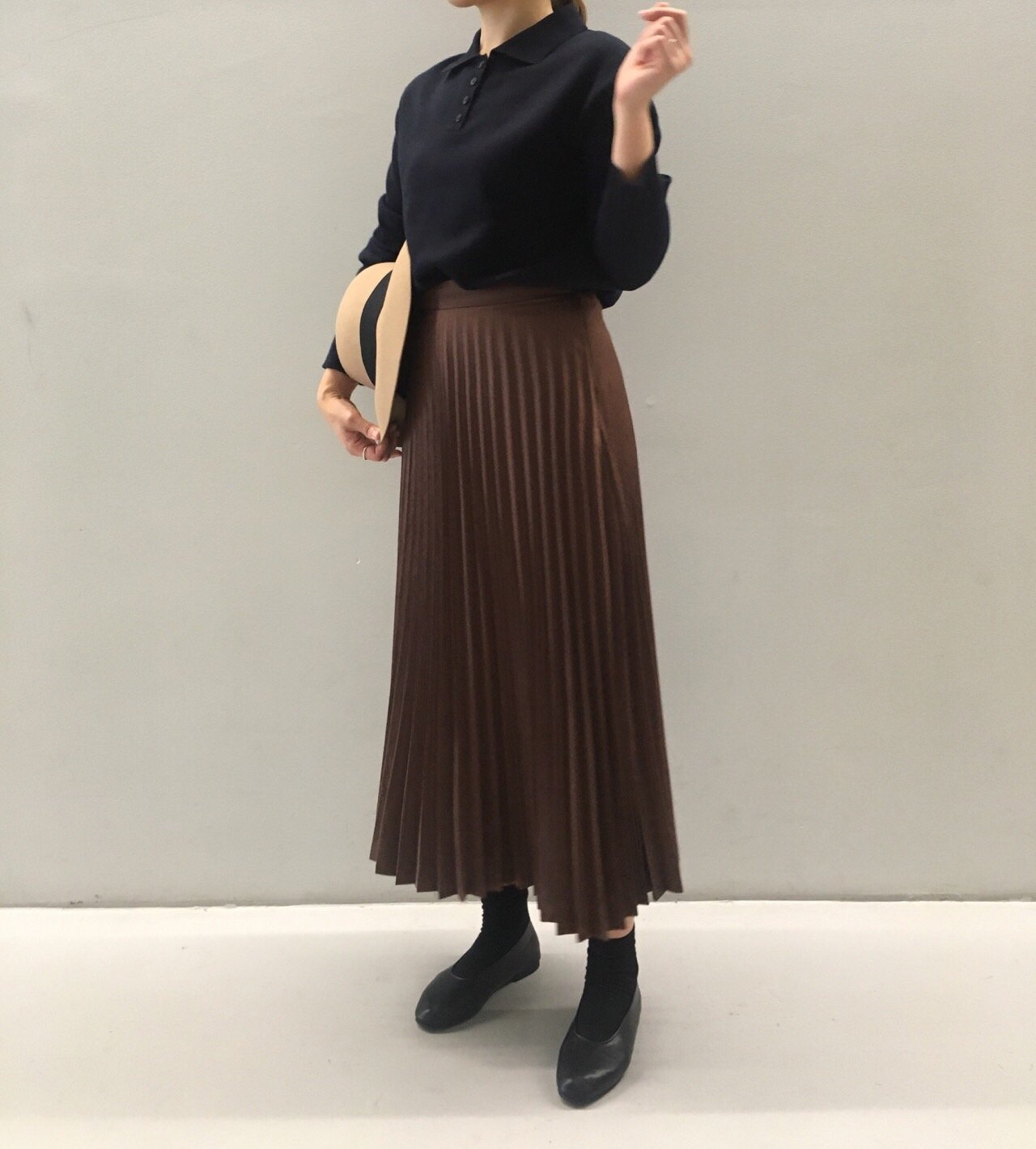 Chinchin wrinkled long skirts Autumn gathering nou