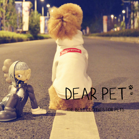 NEW DOG FASHION Supreme logo box hoodie dog puppy 