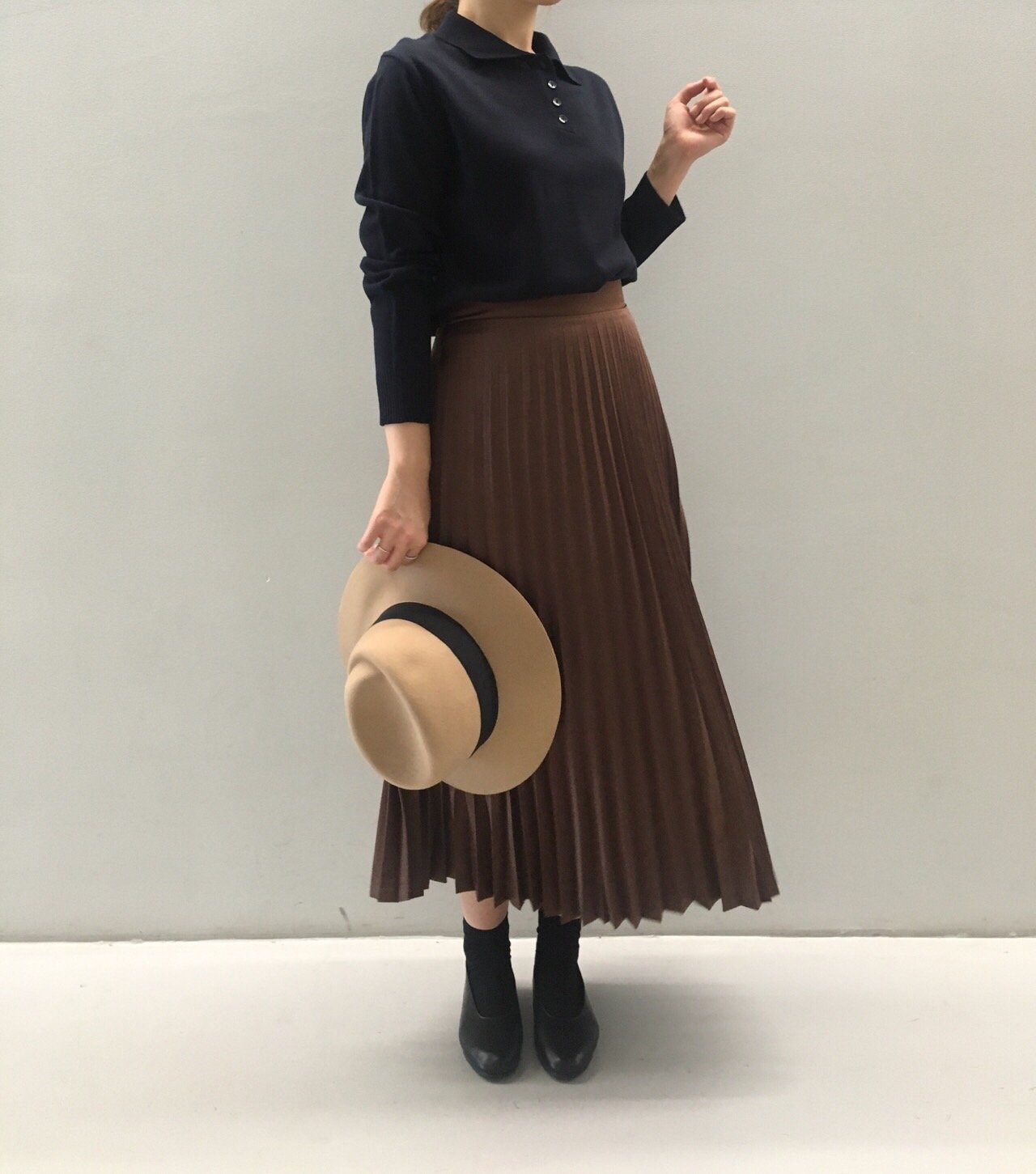 Chinchin wrinkled long skirts Autumn gathering nou