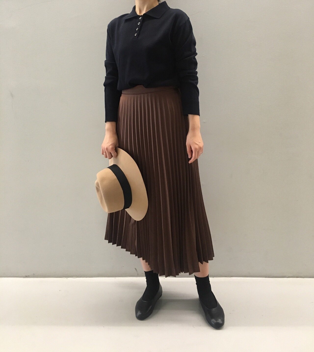 Chinchin wrinkled long skirts Autumn gathering nou