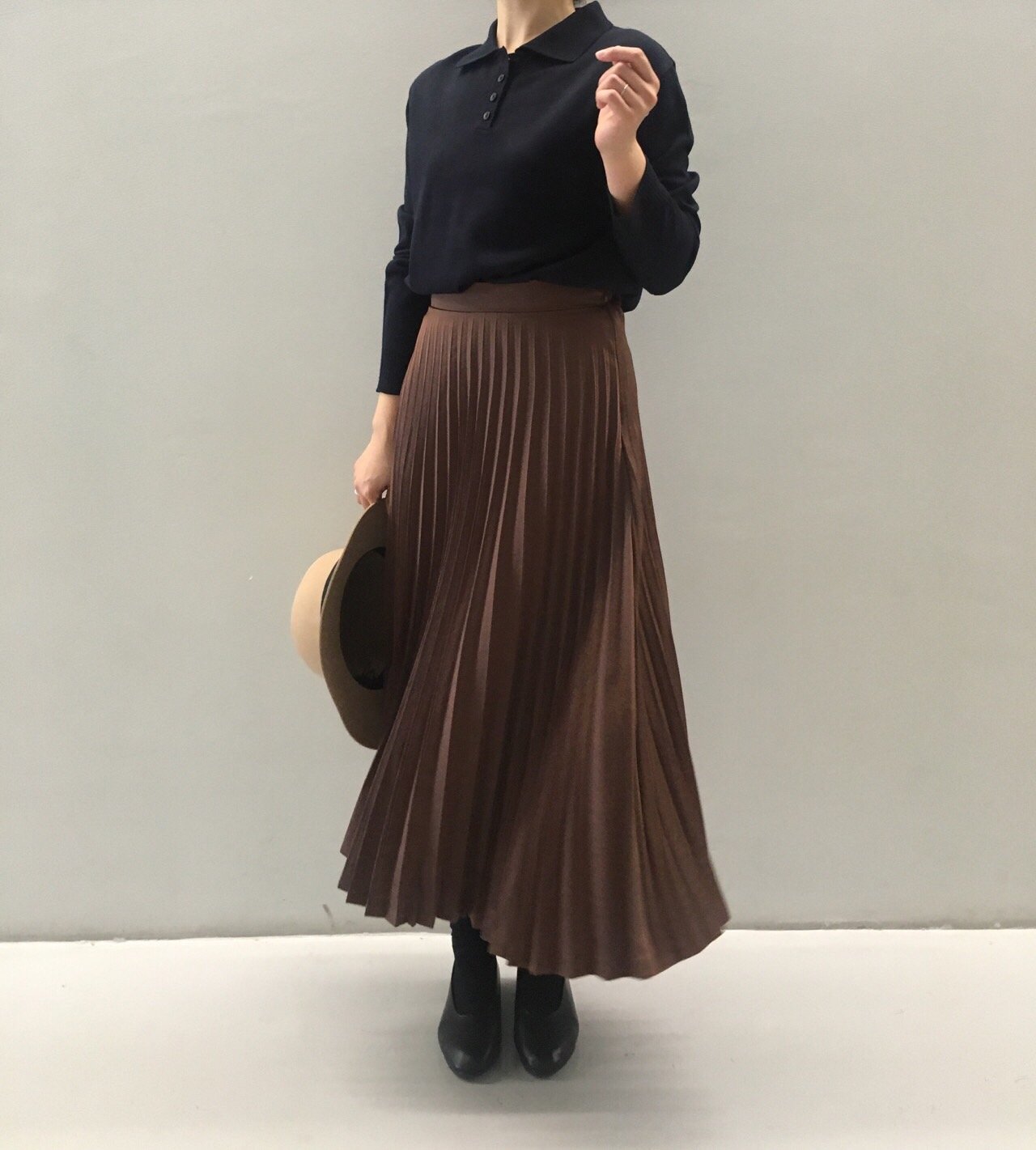 Chinchin wrinkled long skirts Autumn gathering nou
