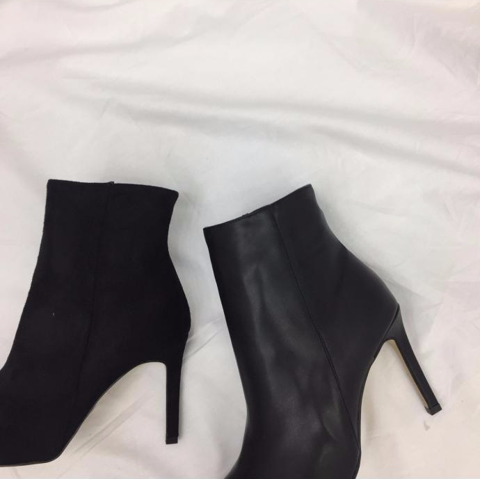 Angle Boots Hill 2TYPE Heel 9.5cm Suede Leather Tr