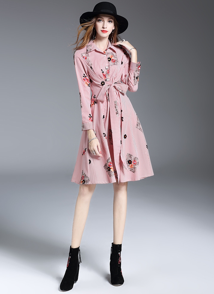 New Women Dress Flower Embroidery Fall Dress
