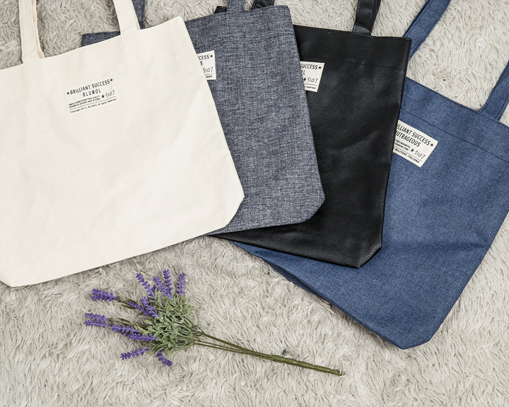 Beige zipper shoulder Eco Bag Gray Daily Gray Line