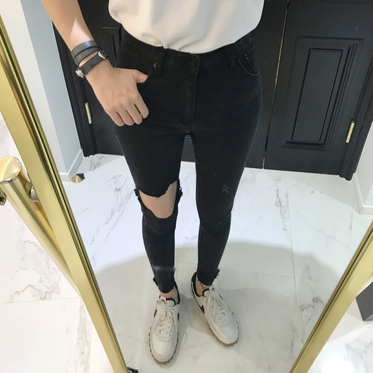 Korea Jeans Pants Square Black Skinny Jean Distroi