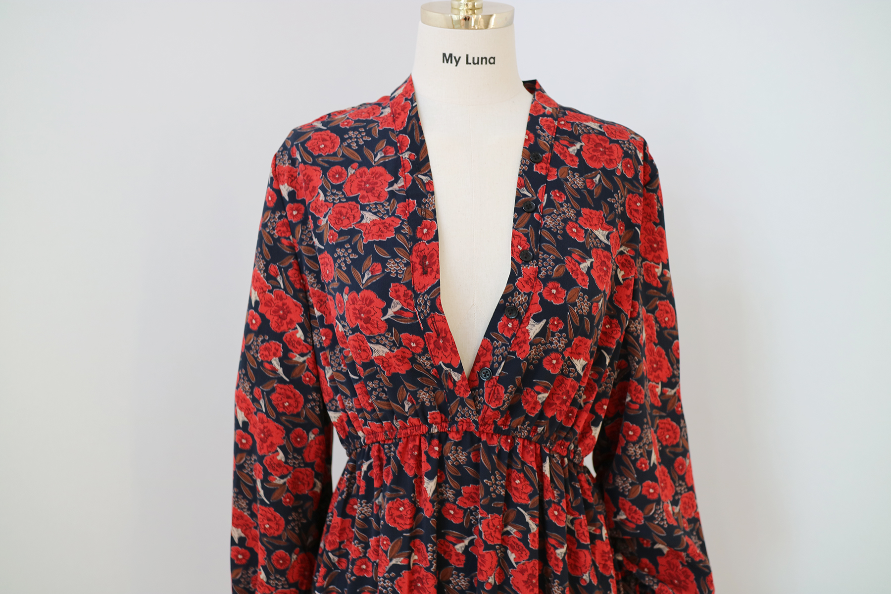 New Women Dress Red Flower Rose Long Dress One Pie