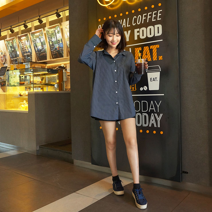 Loose-fitting striped shirt Southern Fall 3color F