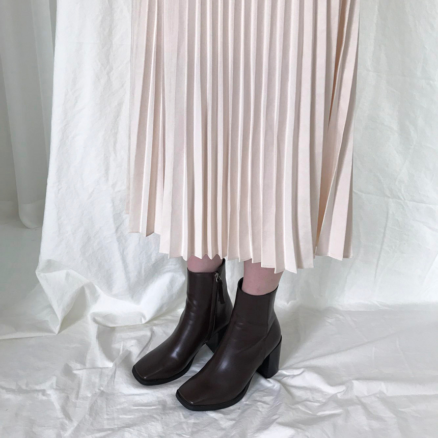 Banded Metal Pleated Long Skirt 4color Pleated Ski