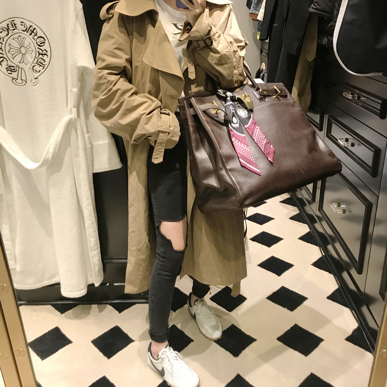 Korea Jeans Pants Square Black Skinny Jean Distroi