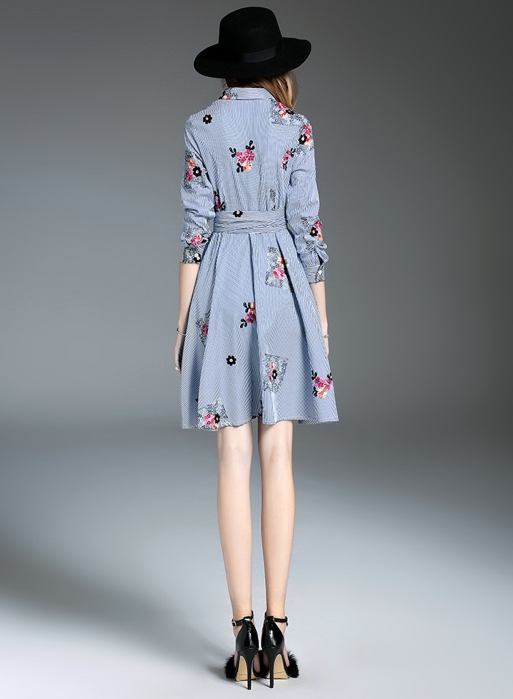 New Women Dress Flower Embroidery Fall Dress