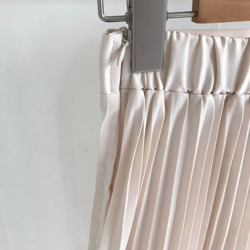 Banded Metal Pleated Long Skirt 4color Pleated Ski