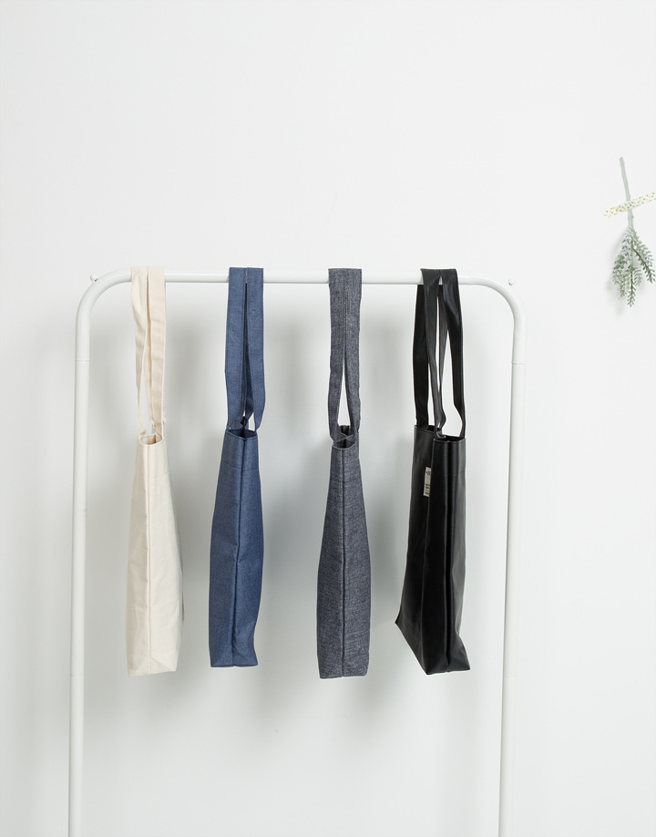 Beige zipper shoulder Eco Bag Gray Daily Gray Line