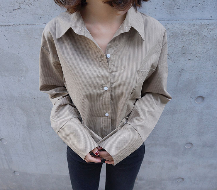 Loose-fitting striped shirt Southern Fall 3color F