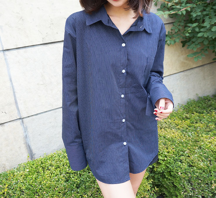 Loose-fitting striped shirt Southern Fall 3color F