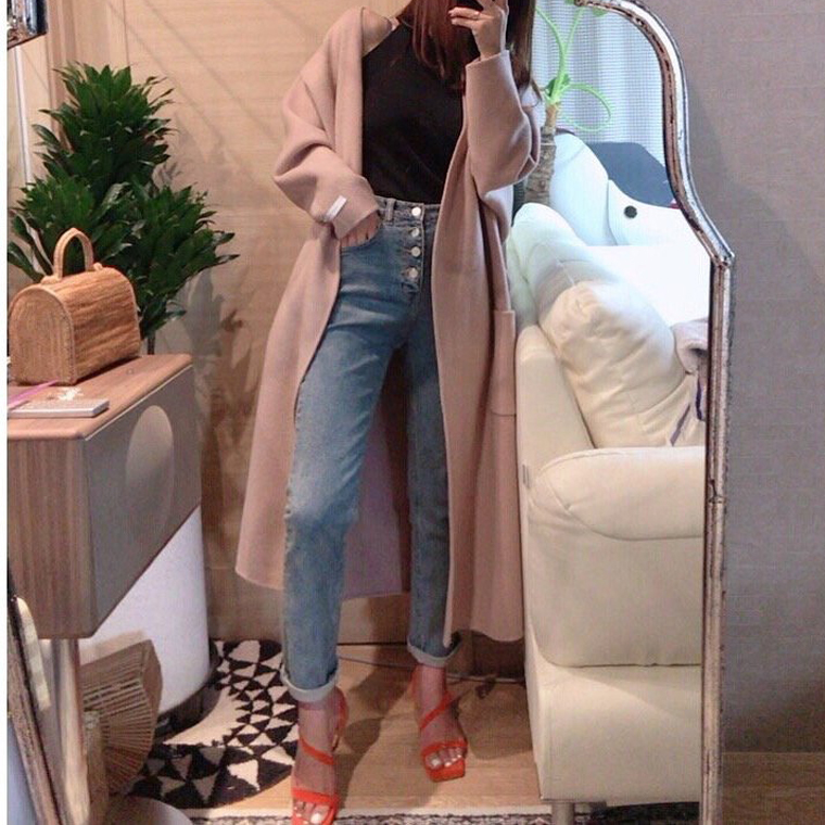 Women Jeans Pants 4 button high waisted jeans slim