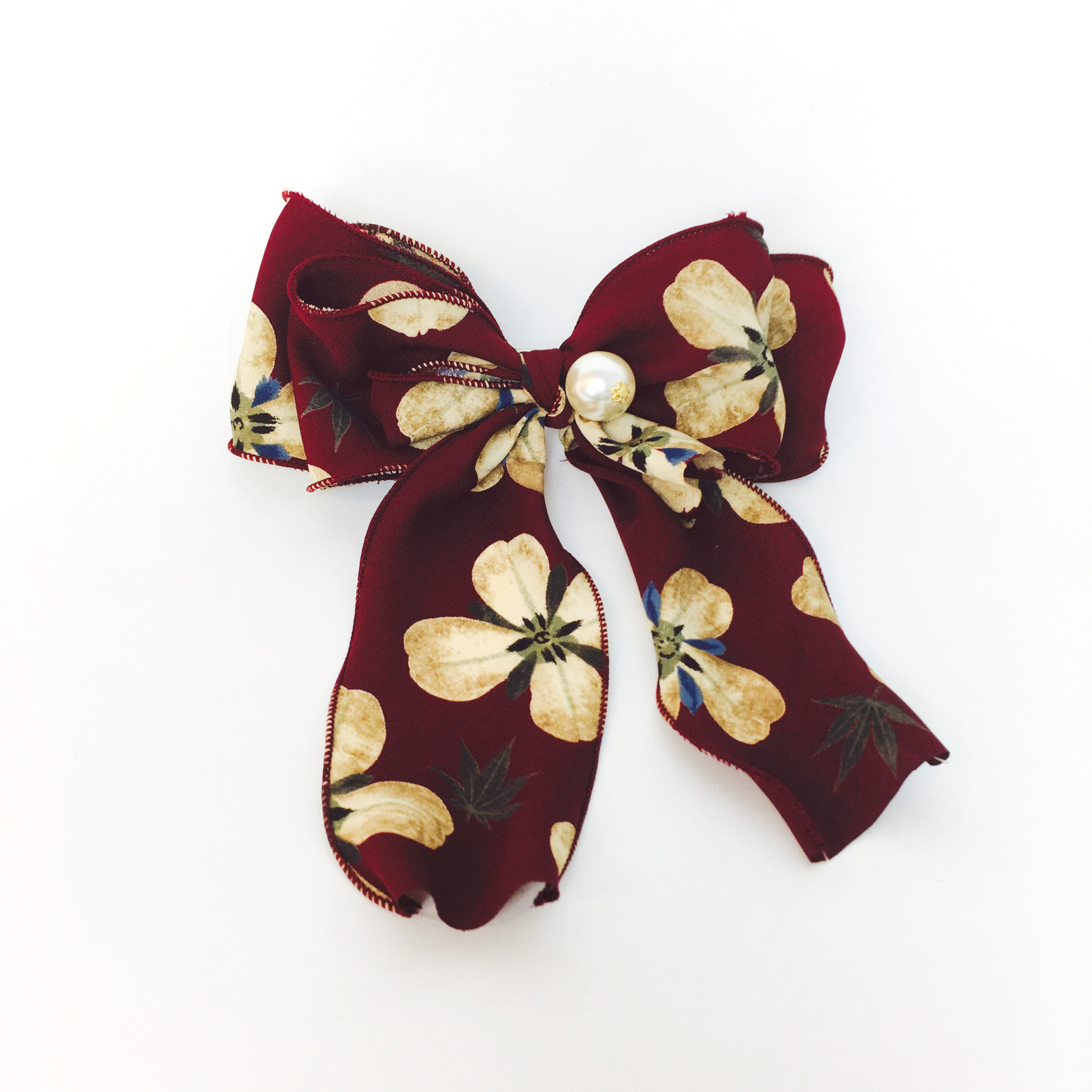 NEW HAIR CLIP HOOP Vintage Pearl Royal Ribbon Hair