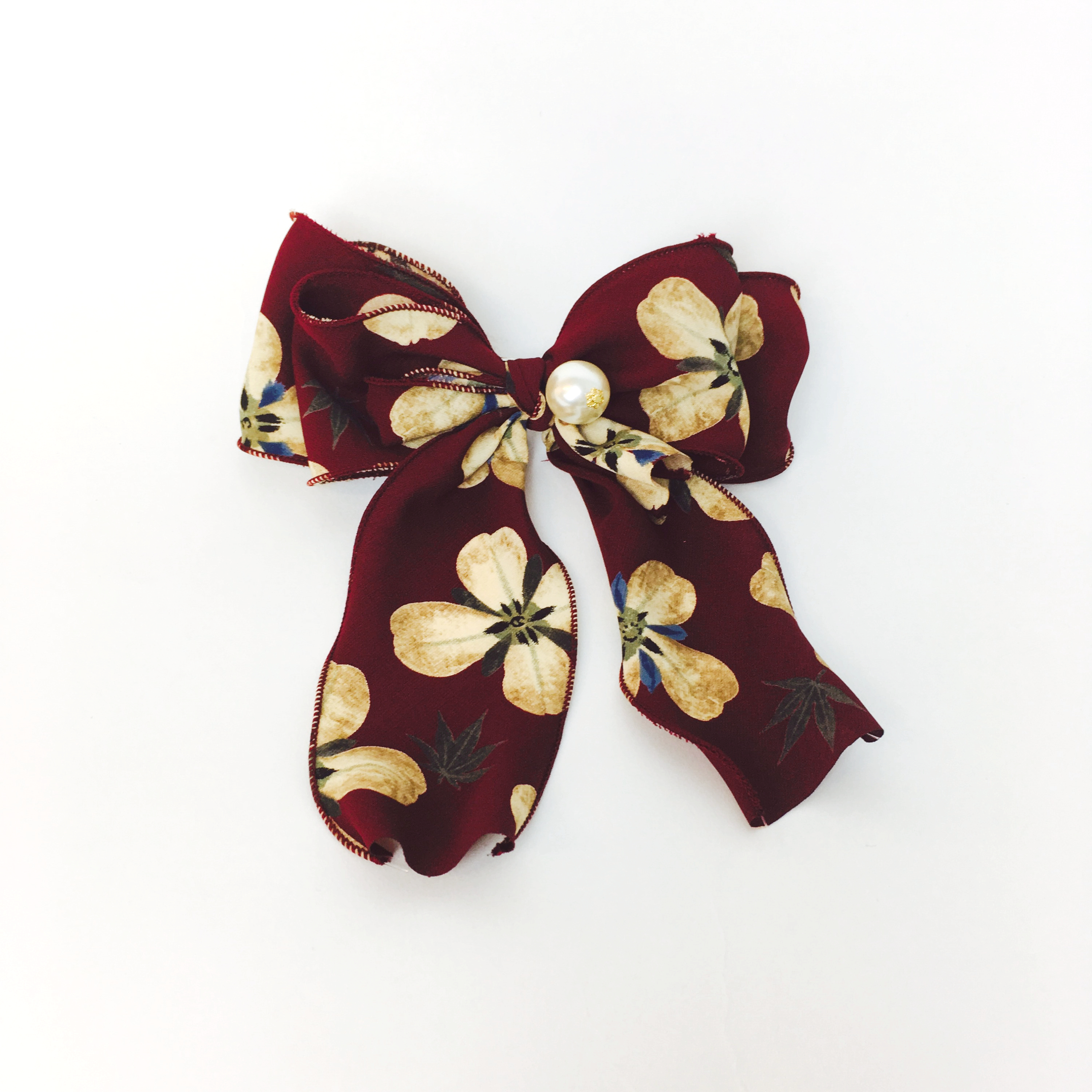 NEW HAIR CLIP HOOP Vintage Pearl Royal Ribbon Hair