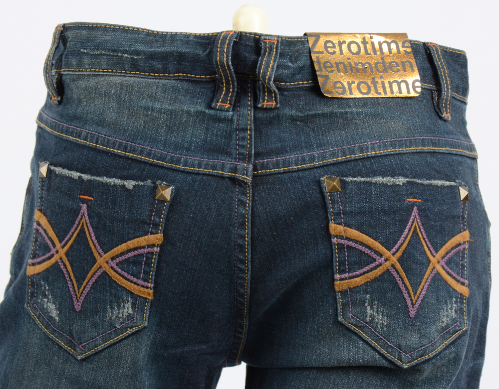 Women Jeans Pants Tweed Embroidery Wash Boots Cut,