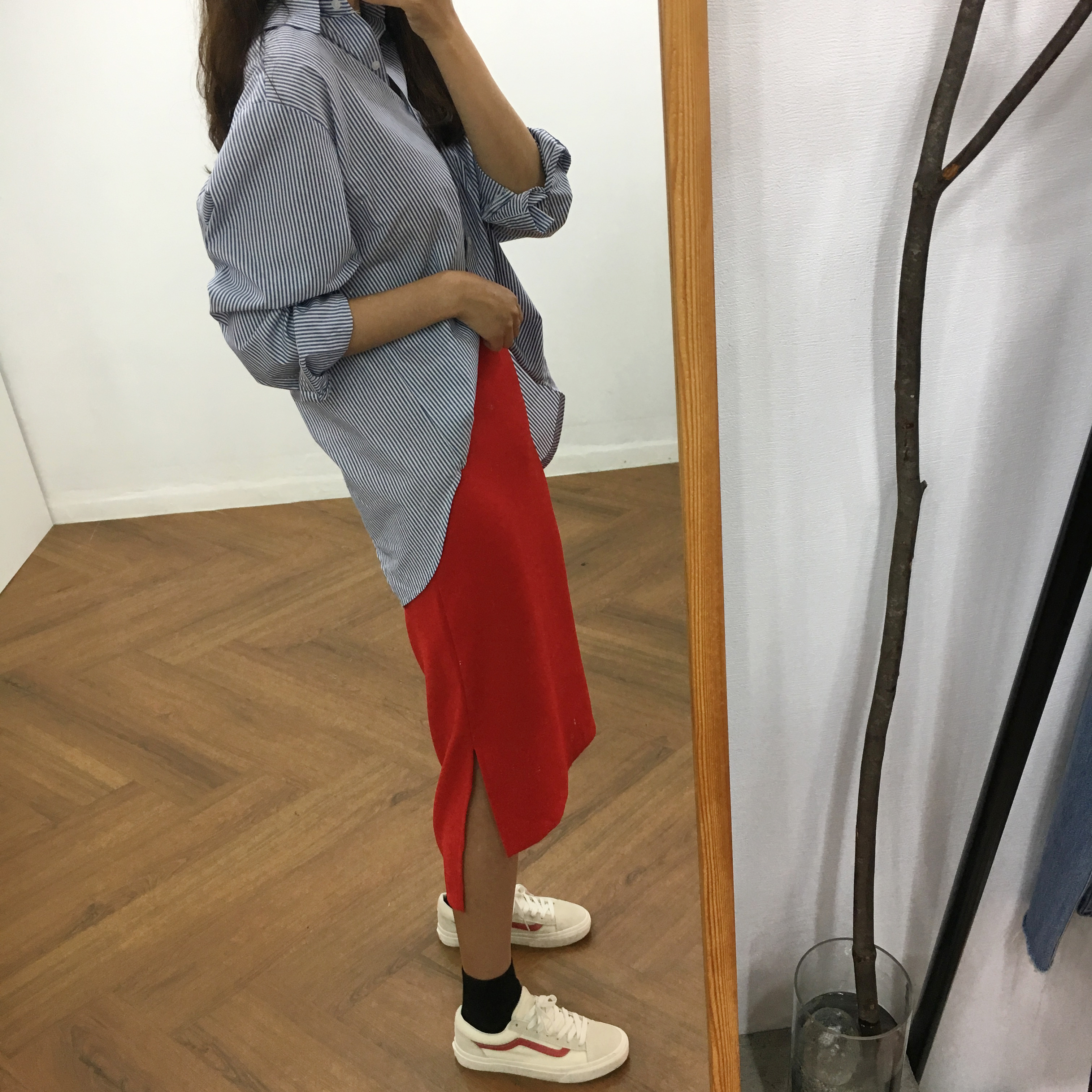 Tailored shirt 2col southern point stripe woman la