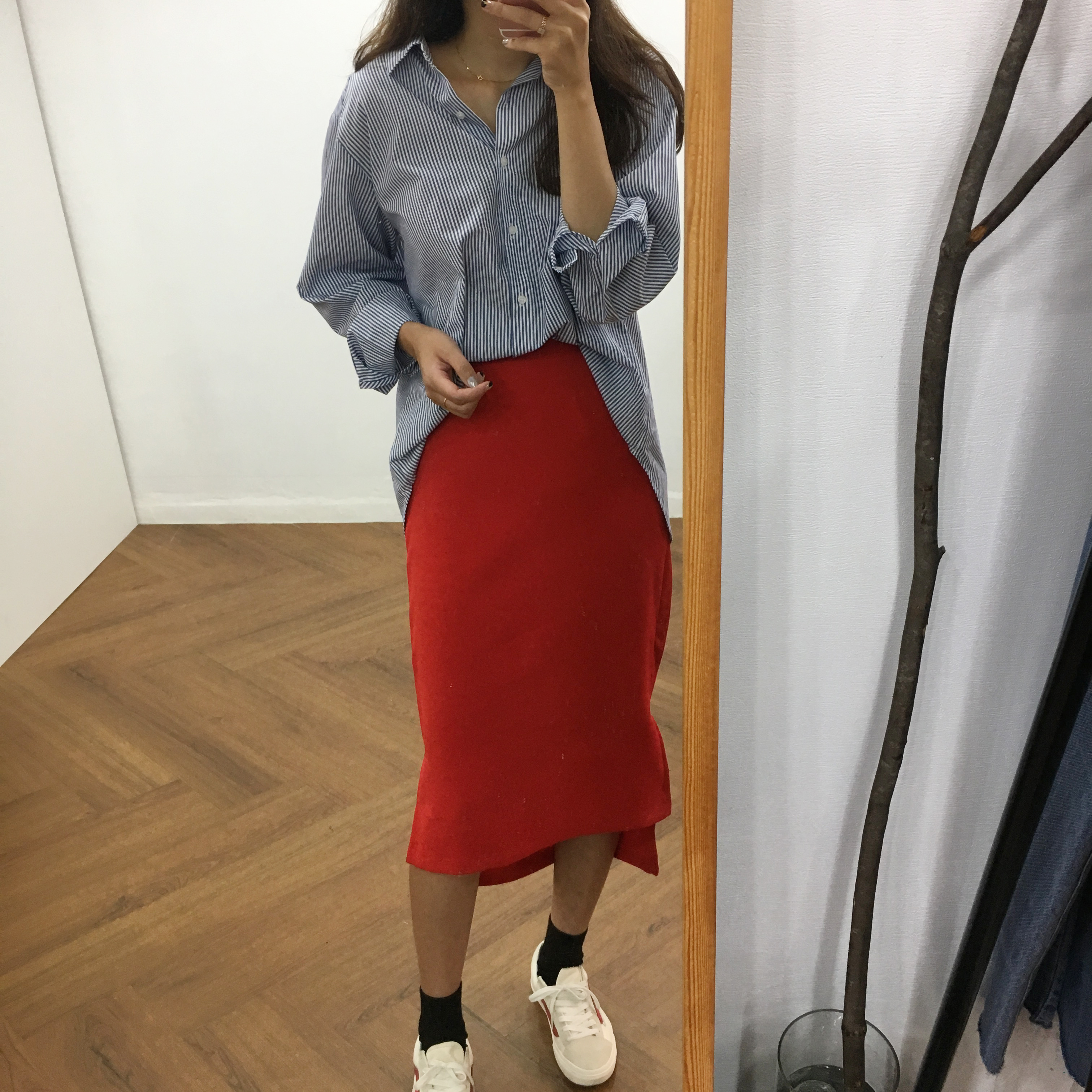 Tailored shirt 2col southern point stripe woman la